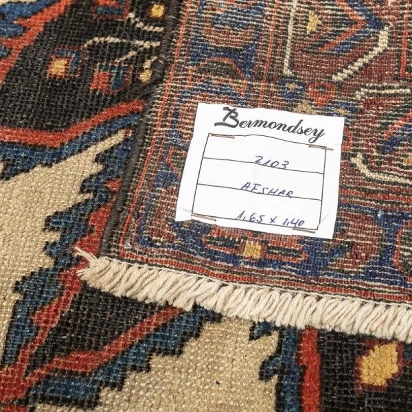 Alfombra Afshar Antigua.Diseño Étnico...